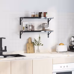 vidaXL Shelf Brackets Wall Mounted Shelf Support 4 pcs Silver Stainless Steel - black, 23.5 x 2.5 x 15.5 cm