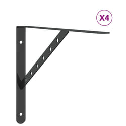 vidaXL Shelf Brackets Wall Mounted Shelf Support 4 pcs Silver Stainless Steel - black, 40 x 2.5 x 25 cm