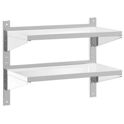 vidaXL Wall Shelf Floating Shelf Storage Shelf Rack Silver Stainless Steel - 75 x 40 x 60 cm