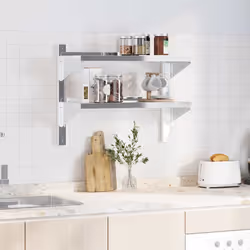 vidaXL Wall Shelf Floating Shelf Storage Shelf Rack Silver Stainless Steel - 75 x 30 x 60 cm - Additional view 2