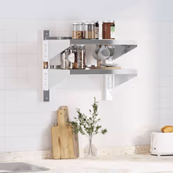 vidaXL Wall Shelf Floating Shelf Storage Shelf Rack Silver Stainless Steel - 50 x 40 x 60 cm