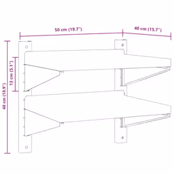 vidaXL Wall Shelf Floating Shelf Storage Shelf Rack Silver Stainless Steel - 50 x 40 x 60 cm