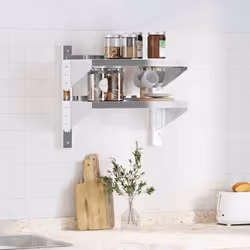 vidaXL Wall Shelf Floating Shelf Storage Shelf Rack Silver Stainless Steel - 50 x 30 x 60 cm