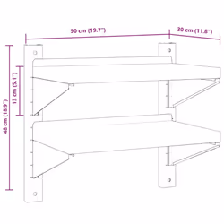 vidaXL Wall Shelf Floating Shelf Storage Shelf Rack Silver Stainless Steel - 50 x 30 x 60 cm