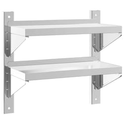 vidaXL Wall Shelf Floating Shelf Storage Shelf Rack Silver Stainless Steel - 50 x 23.5 x 60 cm
