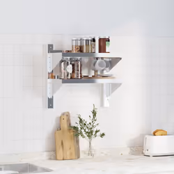vidaXL Wall Shelf Floating Shelf Storage Shelf Rack Silver Stainless Steel - 50 x 23.5 x 60 cm