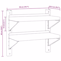 vidaXL Wall Shelf Floating Shelf Storage Shelf Rack Silver Stainless Steel - 50 x 23.5 x 60 cm