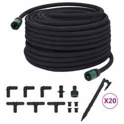 vidaXL Garden Soaker Hose Weeping Pipe Drip Hose Irrigation Pipe Black Rubber - with accessories, 50 m