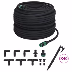 vidaXL Garden Soaker Hose Weeping Pipe Drip Hose Irrigation Pipe Black Rubber - with accessories, 100 m - Additional view 2