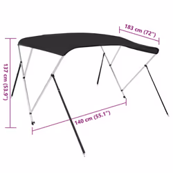 vidaXL Bimini Top Water Resistant Anti-UV Boat Canopy Canvas Cover Canopy - black, 183 x 152 x 133 cm