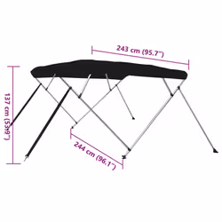 vidaXL Bimini Top Water Resistant Anti-UV Boat Canopy Canvas Cover Canopy - black, 243 x 250 x 131 cm