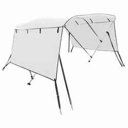 cm/without mesh) vidaXL 3-bow Bimini Top with Sidewalls UV-Proof Canvas Boat Canopy Awning - white, 183 x (170-182