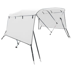 cm/without mesh) vidaXL 3-bow Bimini Top with Sidewalls UV-Proof Canvas Boat Canopy Awning - white, 183 x (170-182