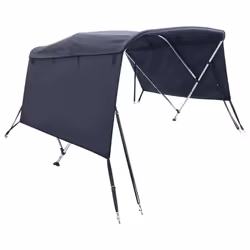 cm/without mesh) vidaXL 3-bow Bimini Top with Sidewalls UV-Proof Canvas Boat Canopy Awning - blue, 243 x (185-198