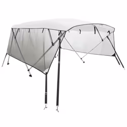 cm/with mesh) vidaXL 3-bow Bimini Top with Sidewalls UV-Proof Canvas Boat Canopy Awning - white and black, 183 x (170-182