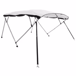 cm/with mesh) vidaXL 3-bow Bimini Top with Sidewalls UV-Proof Canvas Boat Canopy Awning - white and black, 183 x (170-182