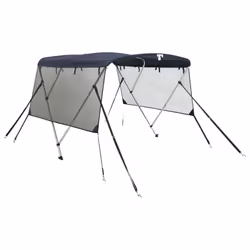 vidaXL 3-bow Bimini Top with Sidewalls UV-Proof Canvas Boat Canopy Awning - blue and black, 154-167 cm