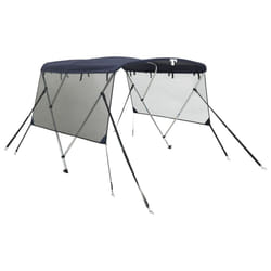 vidaXL 3-bow Bimini Top with Sidewalls UV-Proof Canvas Boat Canopy Awning - blue and black, 154-167 cm