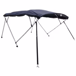 vidaXL 3-bow Bimini Top with Sidewalls UV-Proof Canvas Boat Canopy Awning - blue and black, 154-167 cm