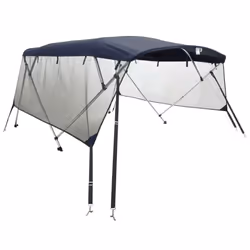 cm/with mesh) vidaXL 3-bow Bimini Top with Sidewalls UV-Proof Canvas Boat Canopy Awning - blue and black, 183 x (170-182