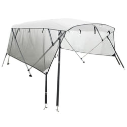 cm/with mesh) vidaXL 3-bow Bimini Top with Sidewalls UV-Proof Canvas Boat Canopy Awning - white, 243 x (230-244