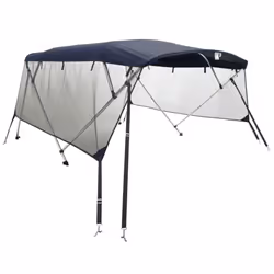 cm/with mesh) vidaXL 3-bow Bimini Top with Sidewalls UV-Proof Canvas Boat Canopy Awning - blue, 243 x (185-198