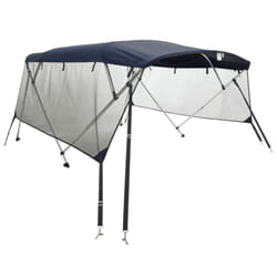 cm/with mesh) vidaXL 3-bow Bimini Top with Sidewalls UV-Proof Canvas Boat Canopy Awning - blue, 243 x (185-198