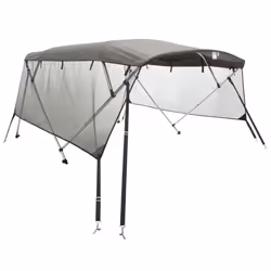 cm/with mesh) vidaXL 3-bow Bimini Top with Sidewalls UV-Proof Canvas Boat Canopy Awning - anthracite grey, 243 x (200-213