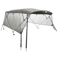 cm/with mesh) vidaXL 3-bow Bimini Top with Sidewalls UV-Proof Canvas Boat Canopy Awning - anthracite grey, 243 x (200-213