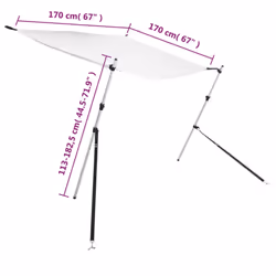 cm) vidaXL T-Top Shade Extension T-Top Bow Shade UV Protection Bow Area Sun Shade - white, 170 x 170 x (113-182,5 - Additional view 6
