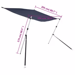cm) vidaXL T-Top Shade Extension T-Top Bow Shade UV Protection Bow Area Sun Shade - navy blue, 174 x 205 x (115-194