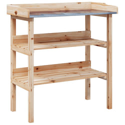 vidaXL Plant Table with Shelves Plant Stand Table Flower Stand Solid Wood Fir - natural