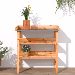 vidaXL Plant Table with Shelves Plant Stand Flower Stand Brown Solid Wood Fir