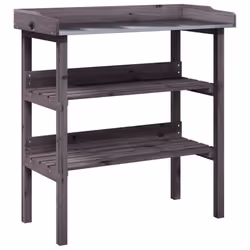 vidaXL Plant Table with Shelves Plant Stand Table Flower Stand Solid Wood Fir - grey
