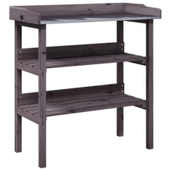 vidaXL Plant Table with Shelves Plant Stand Table Flower Stand Solid Wood Fir - grey