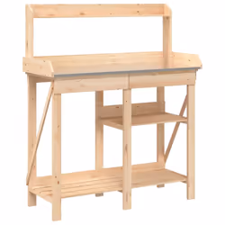 vidaXL Potting Bench with Shelves Plant Stand Potting Table Solid Wood Fir