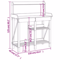 vidaXL Potting Bench with Shelves Plant Stand Potting Table Solid Wood Fir - Additional view 8