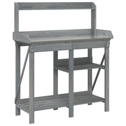 vidaXL Potting Bench with Shelves Plant Stand Potting Table Solid Wood Fir - grey