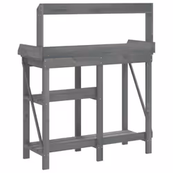 vidaXL Potting Bench with Shelves Plant Stand Potting Table Solid Wood Fir - grey - Additional view 6