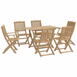vidaXL Garden Dining Set 7 Piece Outdoor Table and Chair Solid Wood Acacia