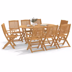 vidaXL Garden Dining Set 9 Piece Outdoor Table and Chair Solid Wood Acacia