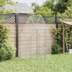 vidaXL Chicken Cage Farm Chicken Coop Chicken Run Cage Silver Galvanised Steel
