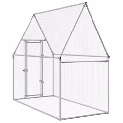 vidaXL Chicken Cage Farm Chicken Coop Chicken Run Cage Silver Galvanised Steel - Additional view 5