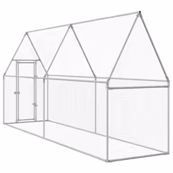 vidaXL Chicken Cage Farm Chicken Coop Chicken Run Cage Silver Galvanised Steel - Additional view 4