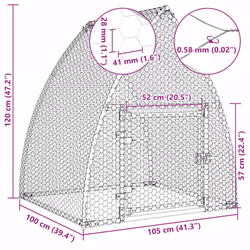 vidaXL Chicken Cage Farm Chicken Coop Chicken Run Cage Silver Galvanised Steel - Additional view 9