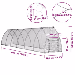vidaXL Chicken Cage Farm Chicken Coop Chicken Run Cage Silver Galvanised Steel - Additional view 8