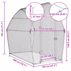 vidaXL Chicken Cage Farm Chicken Coop Chicken Run Cage Silver Galvanised Steel - Additional view 9
