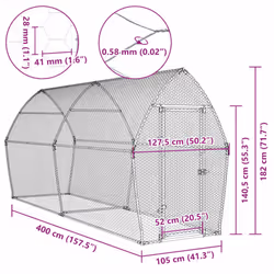 vidaXL Chicken Cage Farm Chicken Coop Chicken Run Cage Silver Galvanised Steel