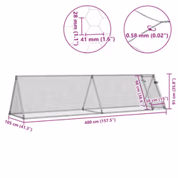 vidaXL Chicken Cage Farm Chicken Coop Chicken Run Cage Silver Galvanised Steel - Additional view 7
