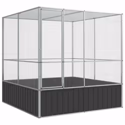 vidaXL Aviary Outdoor Large Bird Cage Walk In Chicken Run Coop Silver Steel